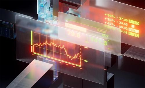 Futuristic glowing financial charts and data screens