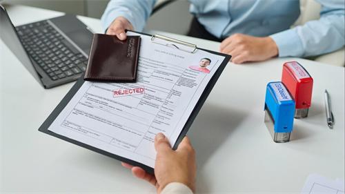 Visa application form marked rejected